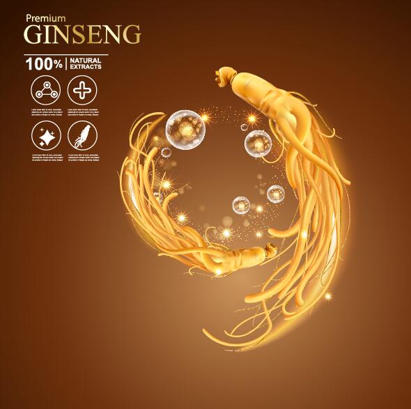 590x587 Premium Ginseng Cosmetics Poster Vector