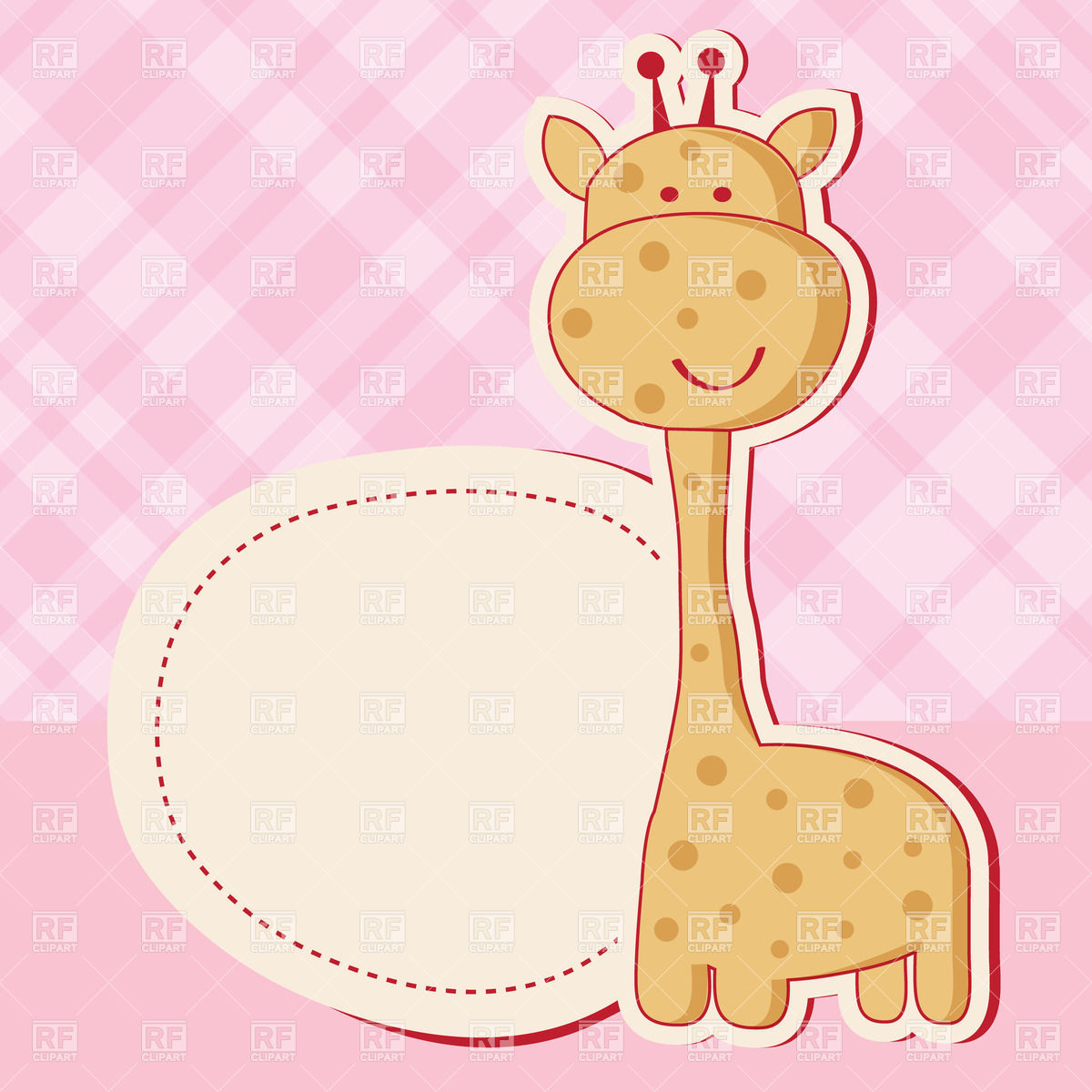 1200x1200 Funny Cartoon Giraffe And Paper Frame Vector Image Of Plants