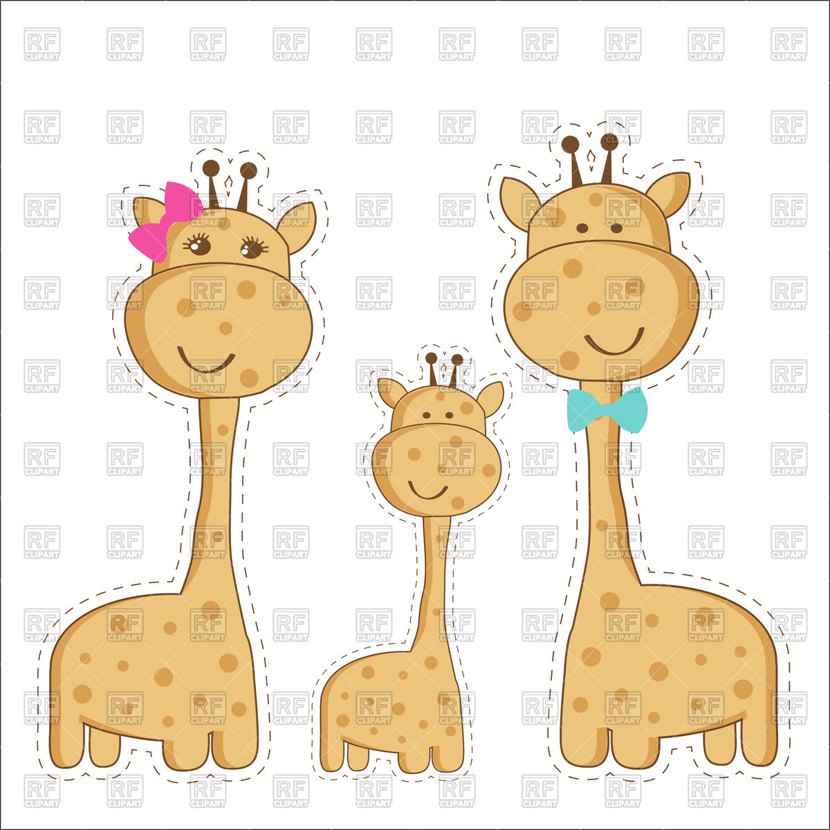 1200x1200 Cartoon Giraffe Family On White Background Vector Image Of Plants