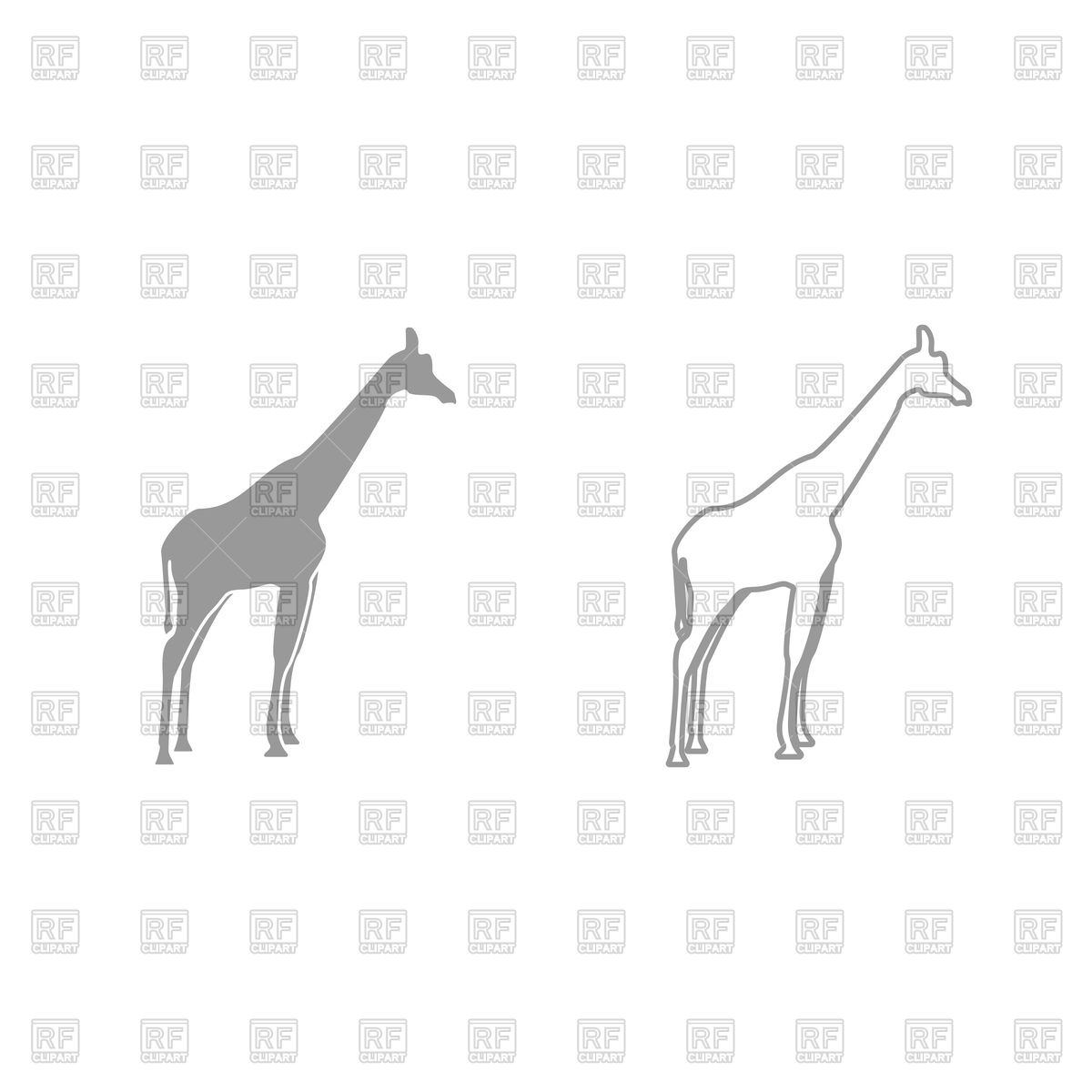 1200x1200 Giraffe Silhouette And Outline Vector Image Of Plants And Animals