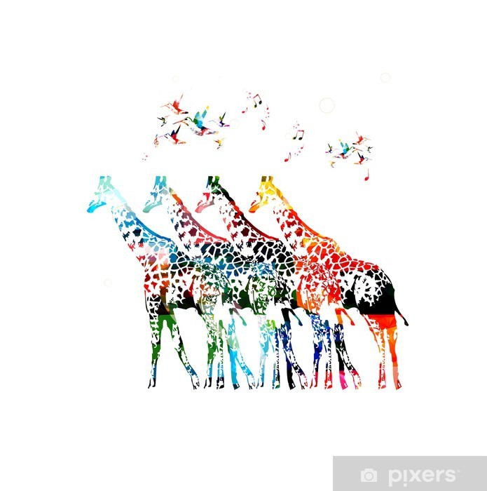 695x700 Giraffe Silhouettes Vector Wall Mural