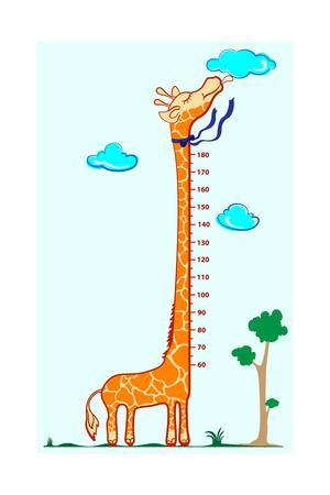 300x450 Kids Height Scale In Giraffe Vector Illustration Art Print