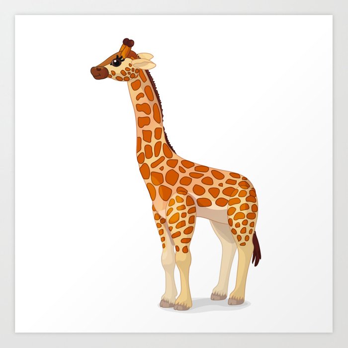 700x700 Cute Giraffe Vector Graphic Character Art Print