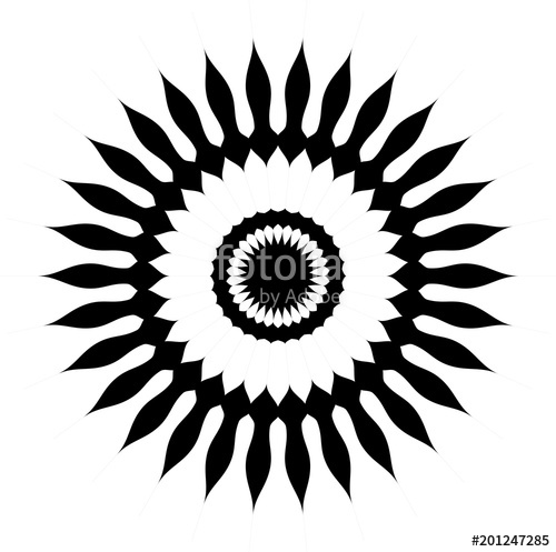 500x497 Vector Flor De Girasol En Color Negro Y Espacio Libre En Blanco