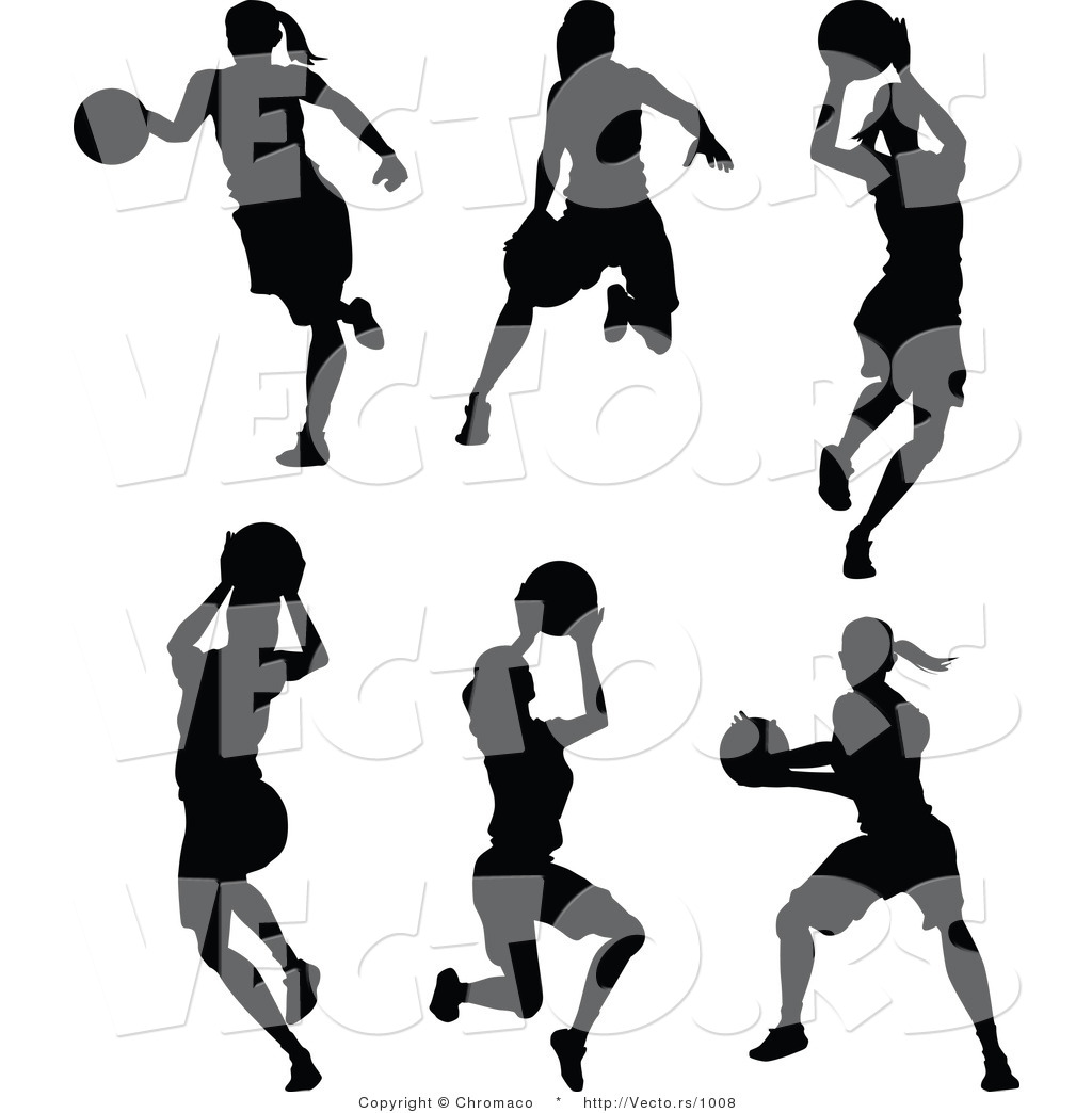 Girl Basketball Silhouette Vector