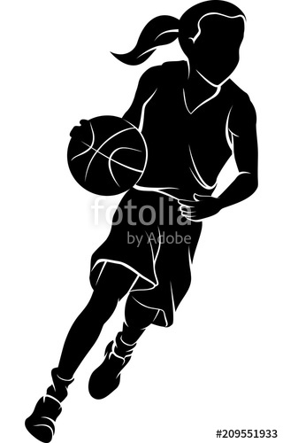 320x500 Girl Dribbling A Basketball Silhouette Stock Image And Royalty