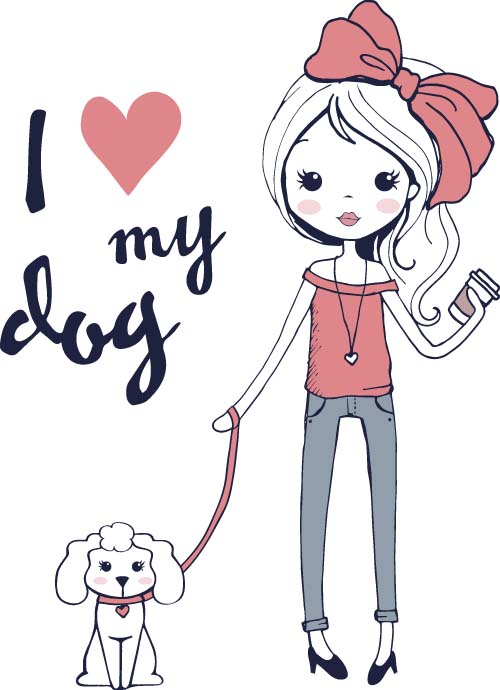 500x690 Cute Girl Cartoon Style Vector Set Free Download