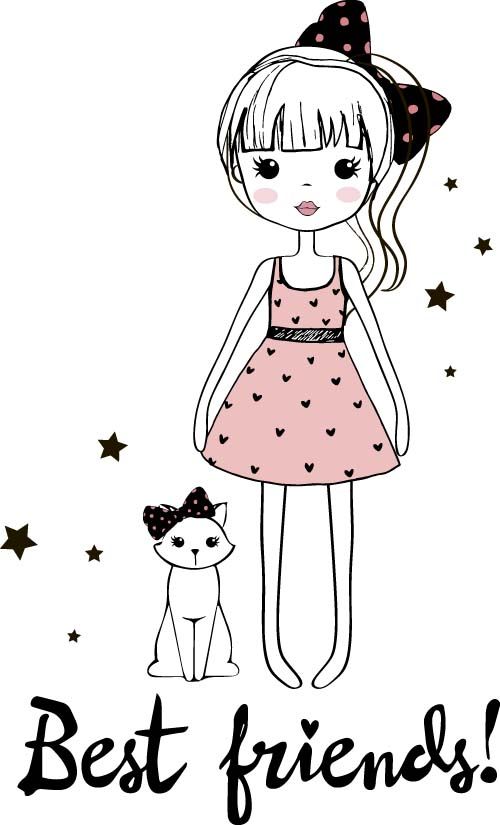 500x825 Cute Girl Cartoon Style Vector Set Else, Interesting