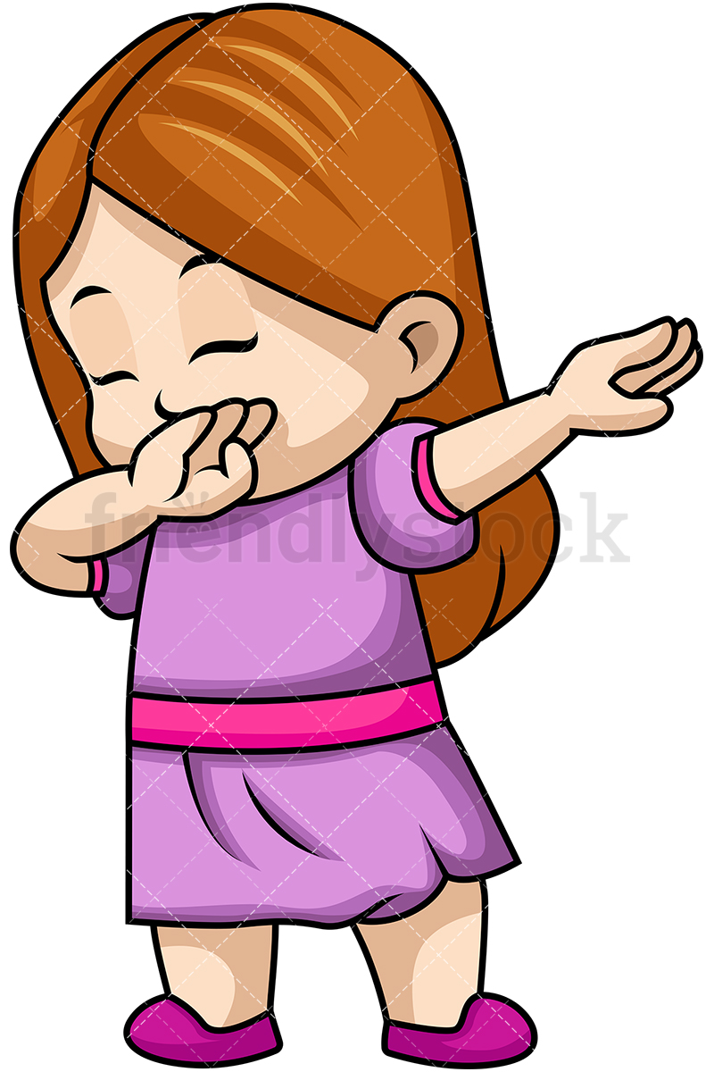 800x1200 Dabbing Little Girl Cartoon Vector Clipart