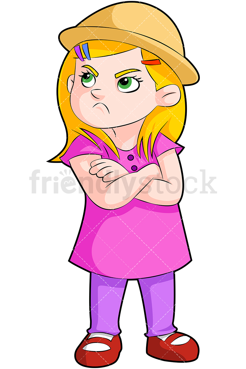 800x1200 Upset Little Girl Cartoon Vector Clipart