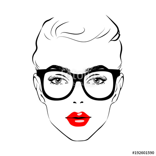 Beautiful Woman Face With Glasses Art Monochrome Black Sketching 500x500 Beautiful Woman Face With Glasses Art Monochrome Black Sketching