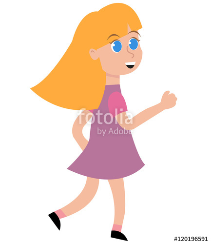 Girl Running Vector, Happy Blonde Girl With Dress 433x500 Girl Running Vector, Happy Blonde Girl With Dress