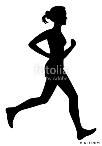 Running Woman Vector Illustration Isolated, Run Girl Silhouette 350x500 Running Woman Vector Illustration Isolated, Run Girl Silhouette