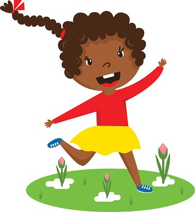 Afro Girl Running Vector Illustration Premium Clipart 398x432 Afro Girl Running Vector Illustration Premium Clipart