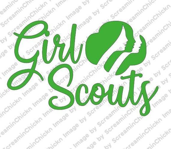 570x495 Girl Scout Script With Trefoil Vector Design Logo