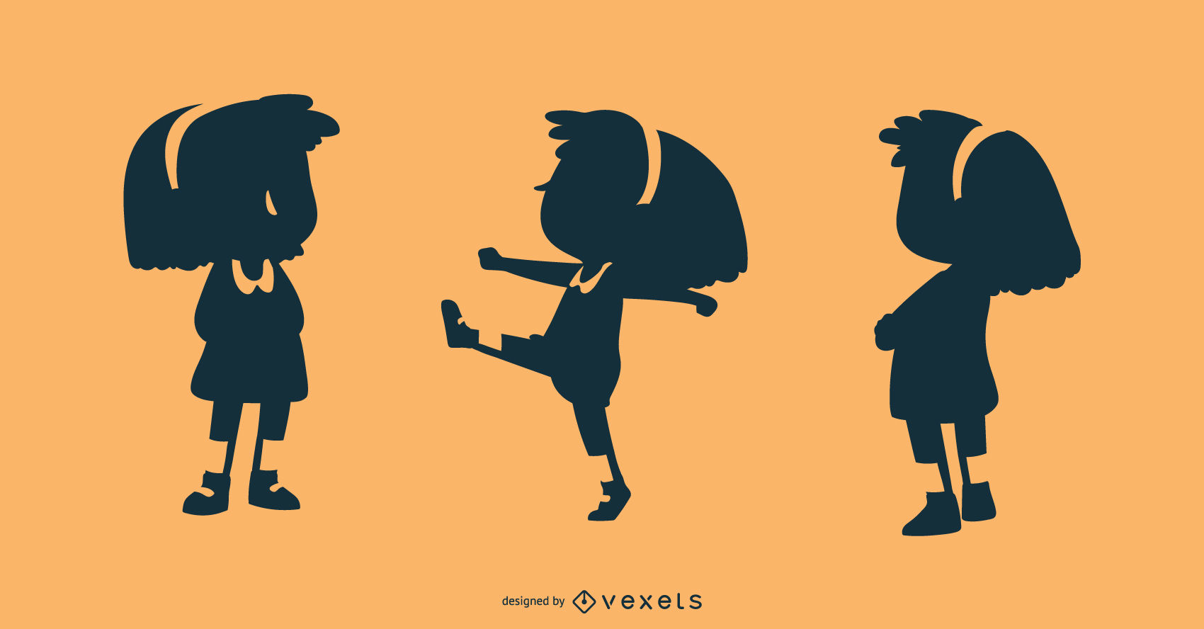 Little Girl Silhouette Vector Set 1700x888 Little Girl Silhouette Vector Set