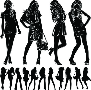 Vector Girl Silhouettes Free Vector Download 372x368 Vector Girl Silhouettes Free Vector Download