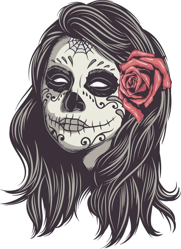 581x799 Mexican Skull Woman Vector Art Free Vector Cdr Download