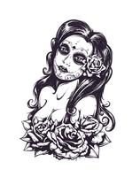 158x200 Rockabilly Girl Skull Vector
