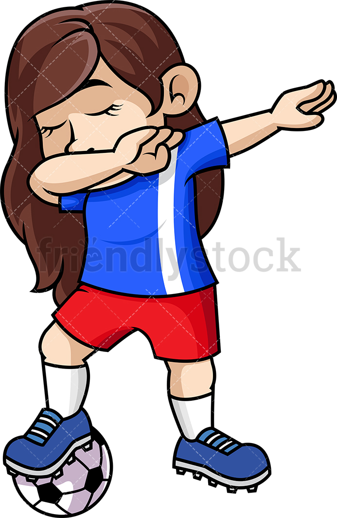 693x1064 Dabbing Soccer Girl Cartoon Vector Clipart