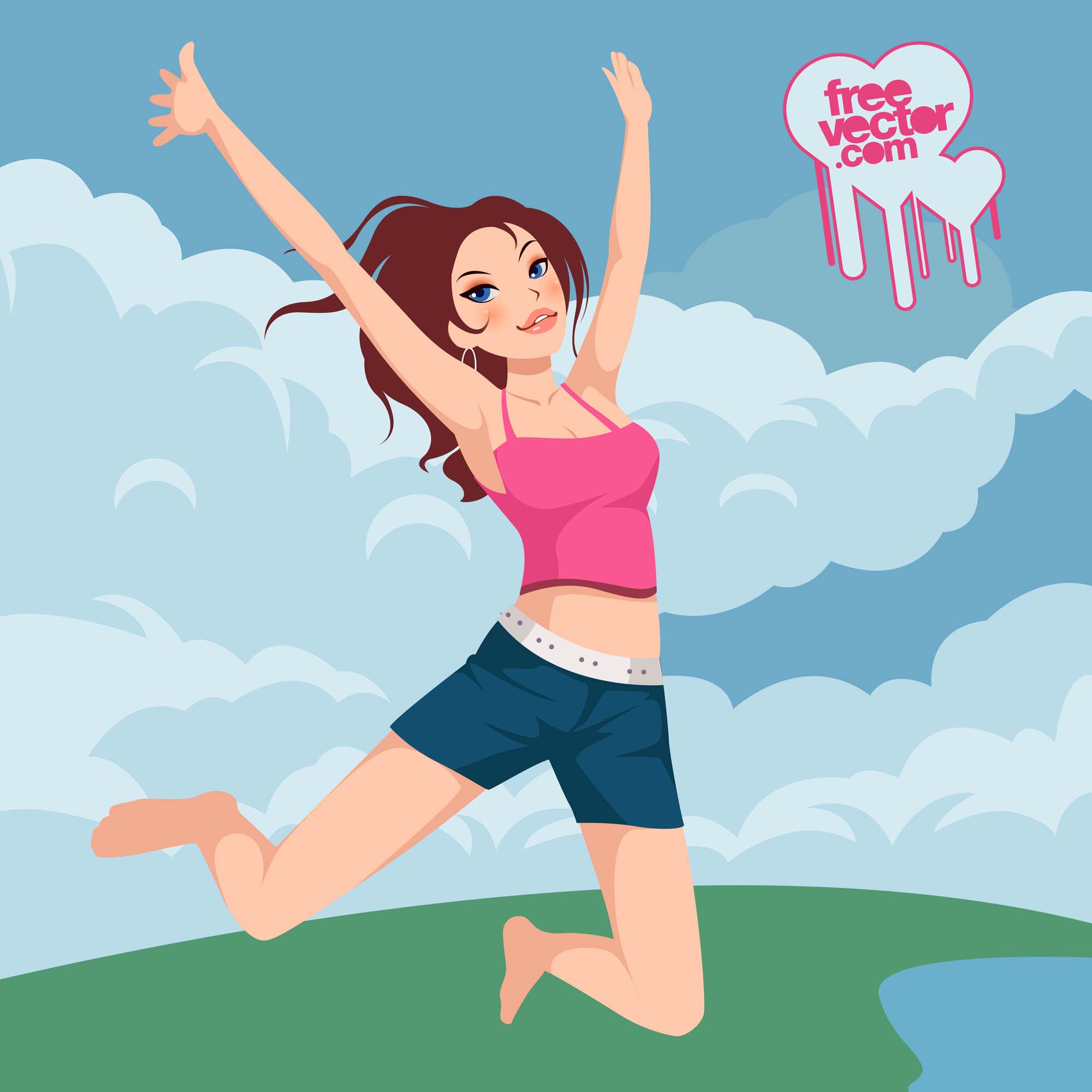 2000x2000 Jumping Girl Vector Vector Art Graphics