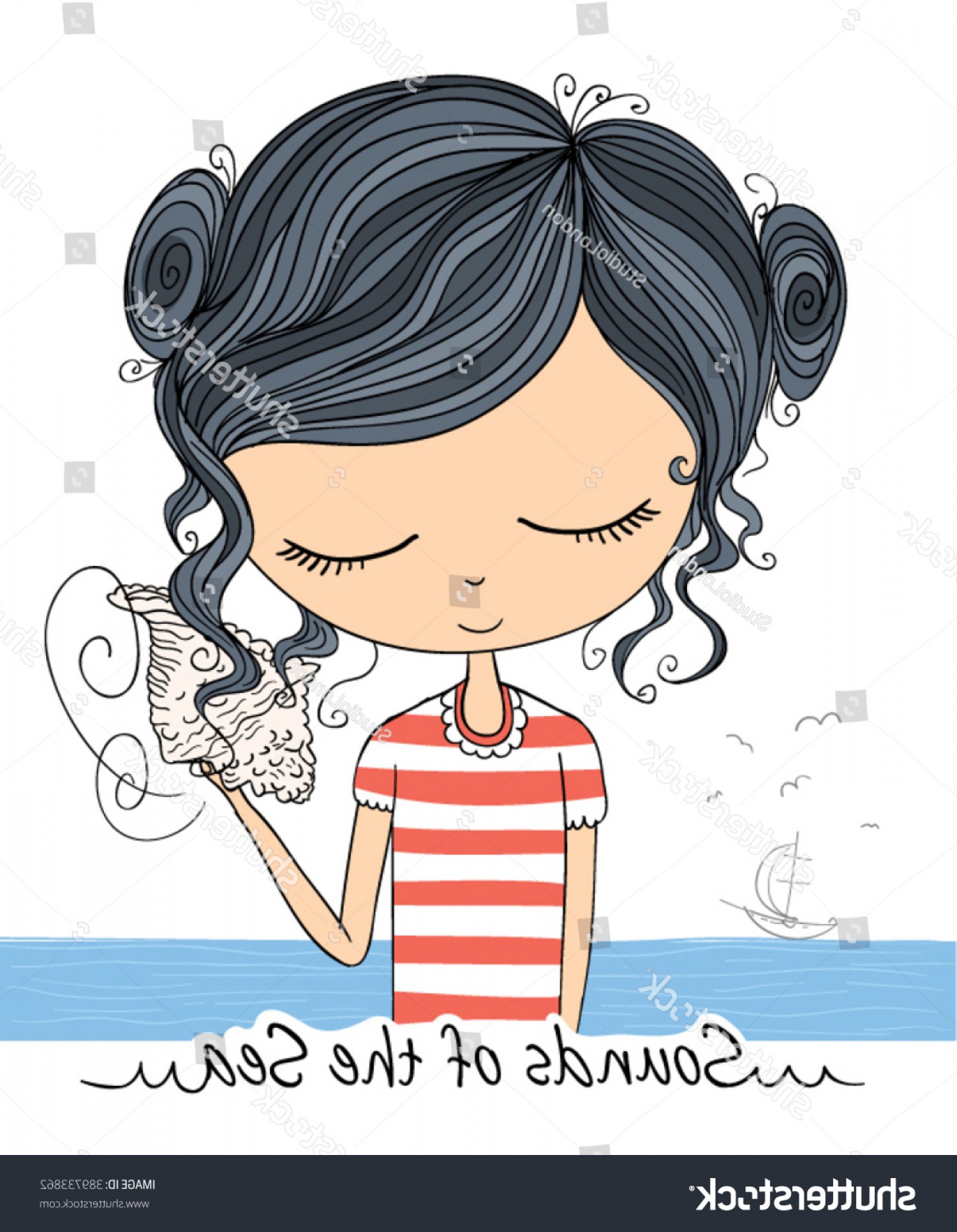 1492x1920 Cute Girl Vector Graphic Sound Sea Sarahgardan