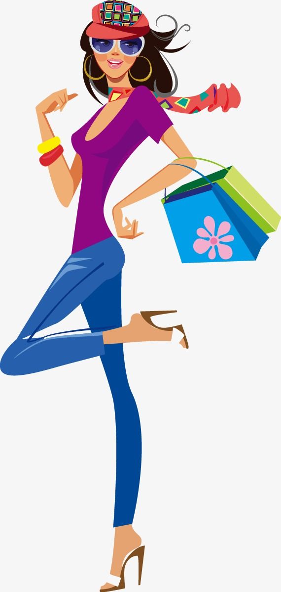 570x1197 Fashion Shopping Girl Silhouette, Fashion Vector, Shopping Vector