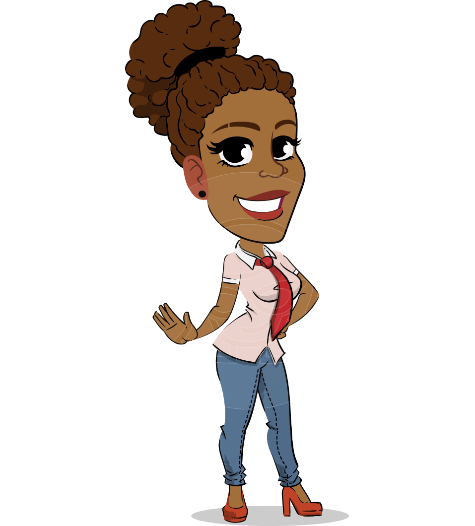 957x1060 Flat Cartoon African American Girl Vector Cartoon Character