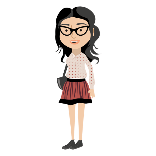 512x512 Hipster Girl Cartoon Character