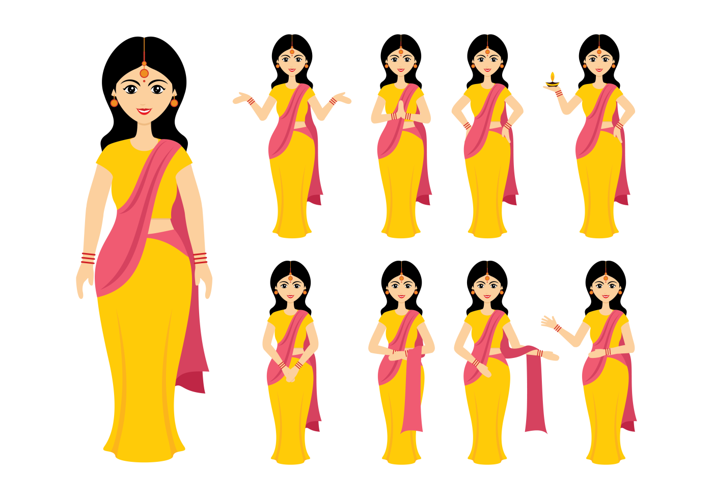 1400x980 Indian Woman Free Vector Art