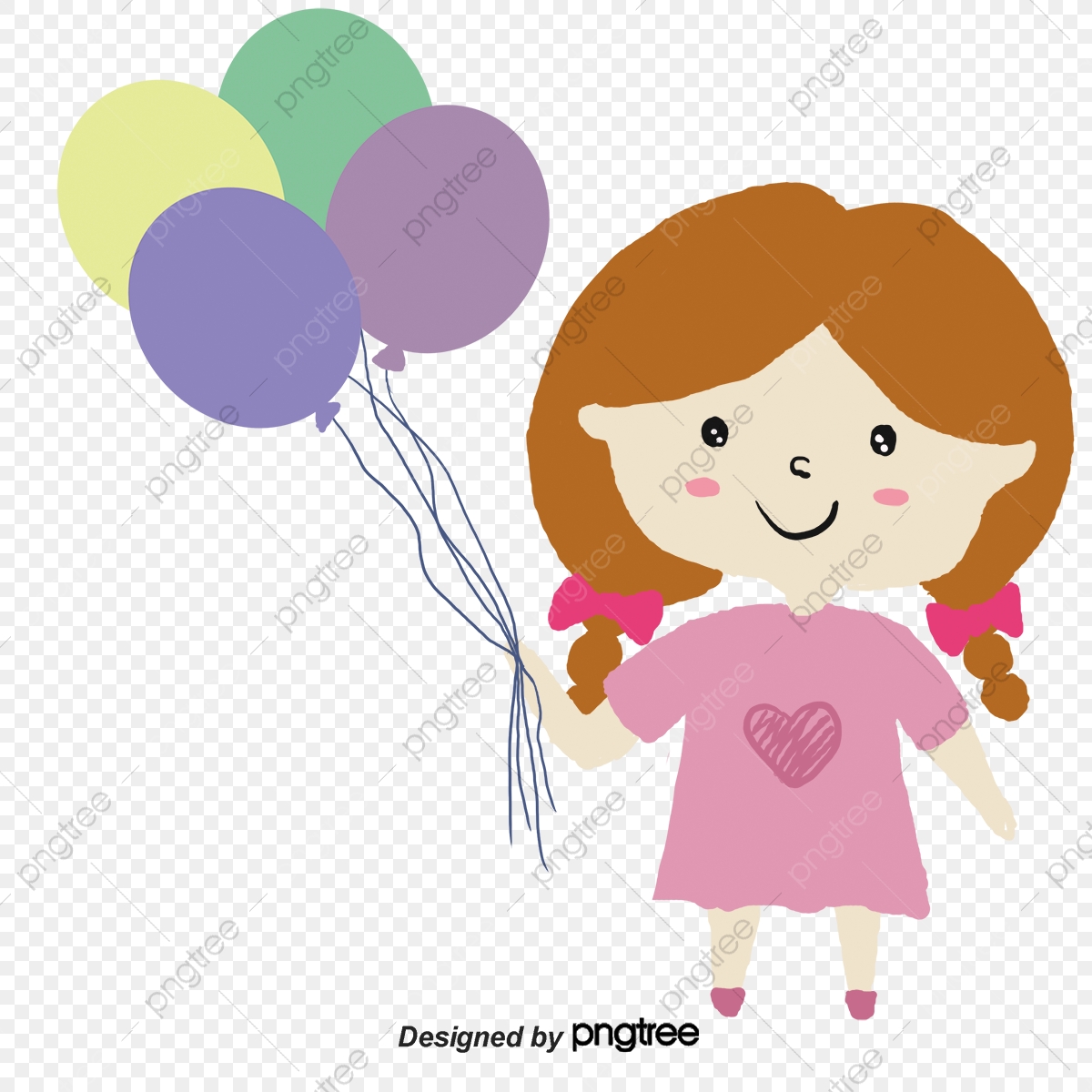 1200x1200 The Little Girl Holding A Balloon Cartoon Vector, Girl, Little