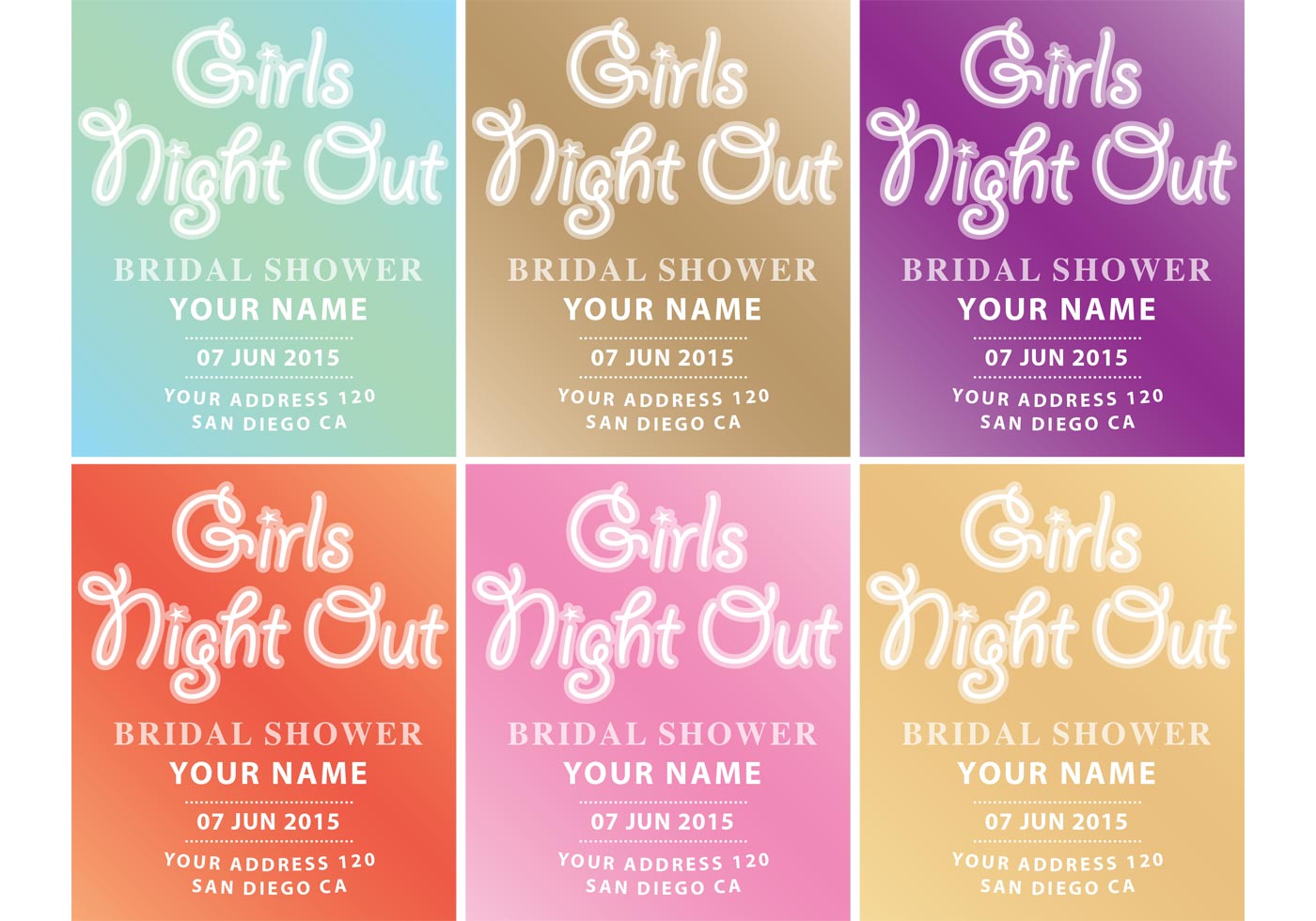 1400x980 Girls Night Out Invitation Vectors