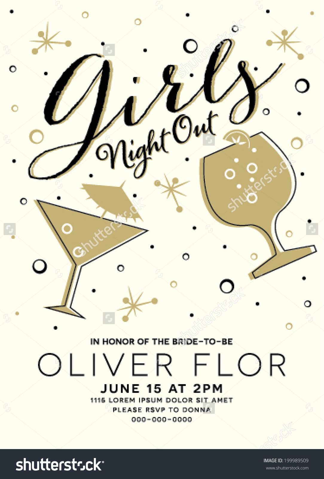 1084x1600 Girls Night Out Party Invitation Card Design In Vector Community