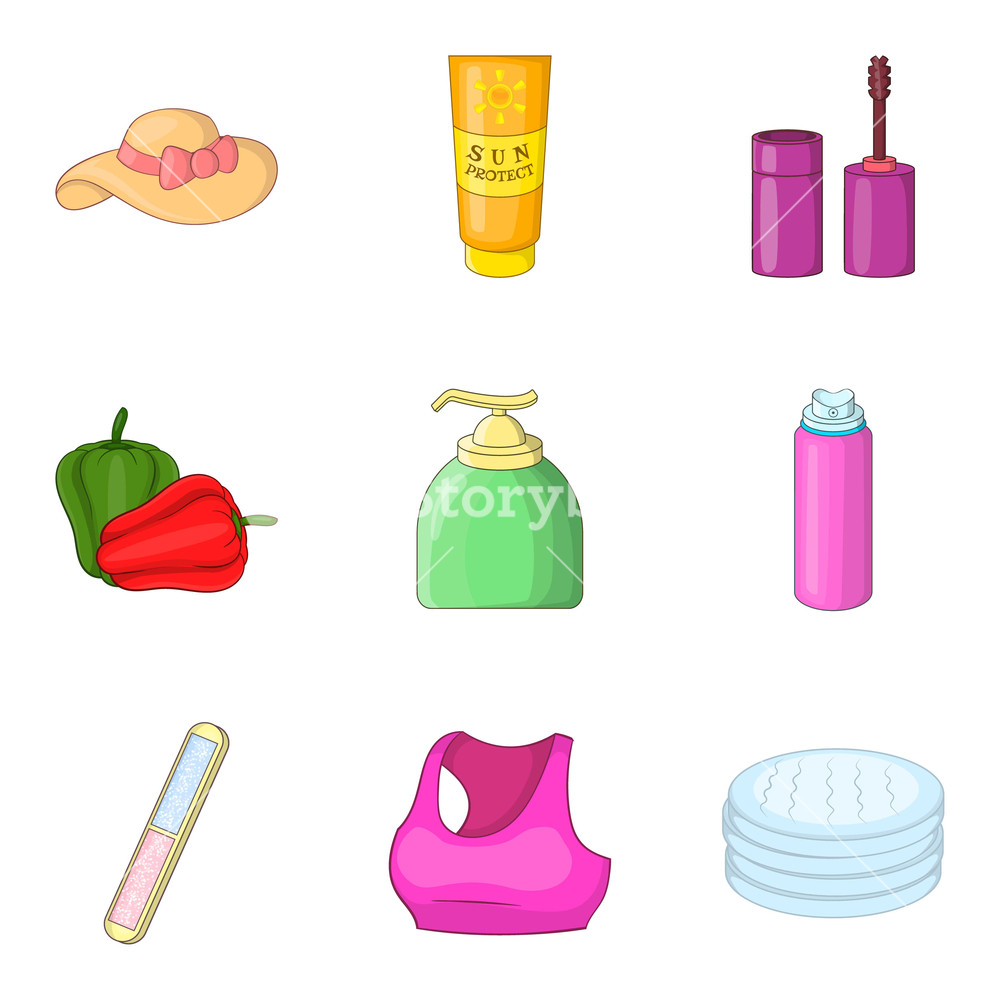 1000x1000 Girly Icons Set Cartoon Set Of Girly Vector Icons For Web