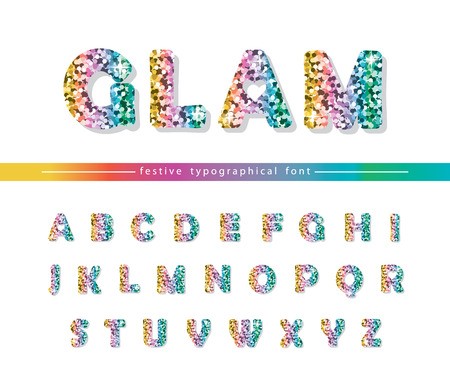 450x390 Glitter Confetti Multicolored Font Isolated On White Glamour