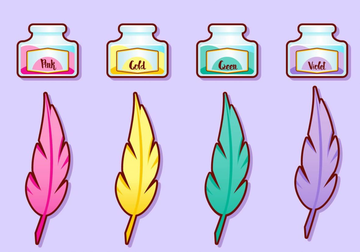 1180x826 Ink Pot Girly Vector Set