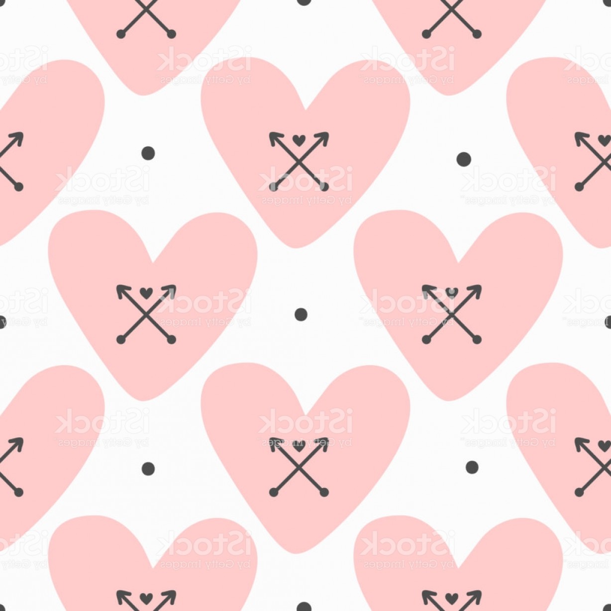 1228x1228 Repeated Hearts With Crossed Arrows And Round Dots Cute Seamless