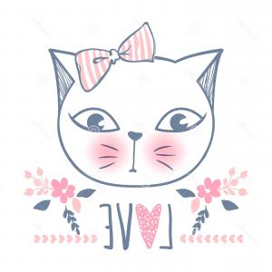 300x300 Cute Cat Vector Design Girly Kittens Newwaysys