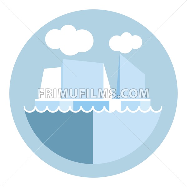 600x600 Digital Vector Iceberg And Glacier Icon, Clouds And Ocean Water