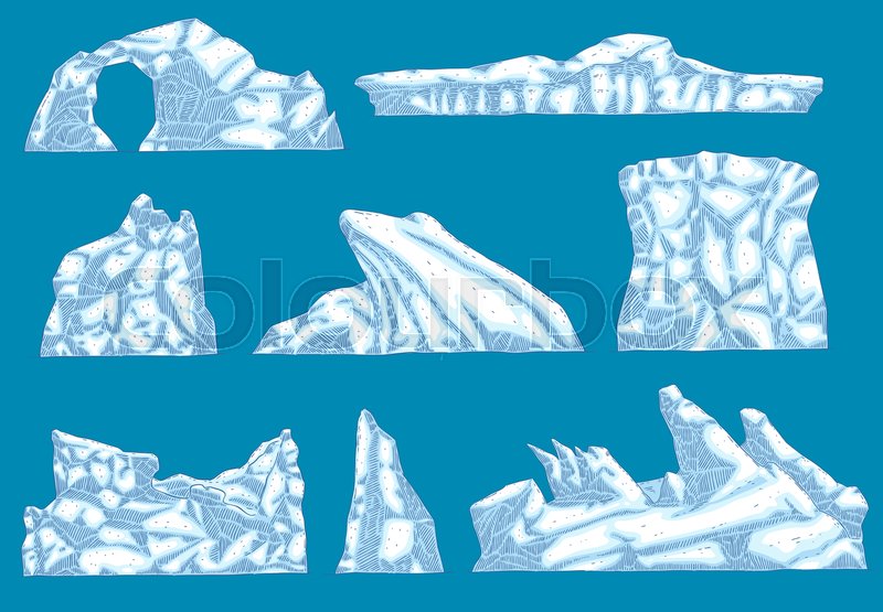 800x555 Vector Ice Hummock Iceberg Different Stock Vector Colourbox