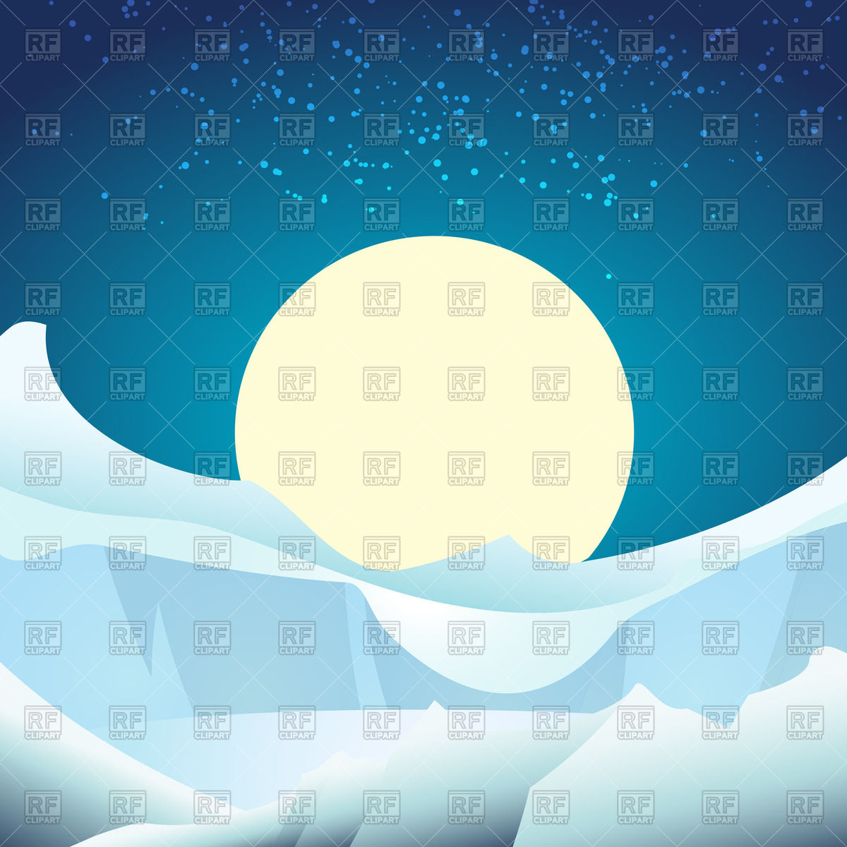 1200x1200 Arctic Glacier Landscape Against Full Moon In The Sky Vector Image