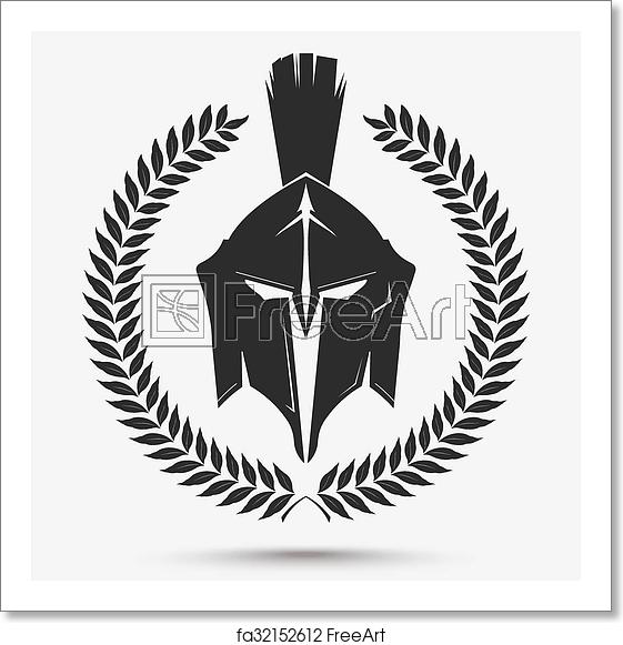 561x581 Free Art Print Of Gladiator Helmet With Laurel Wreath Spartan