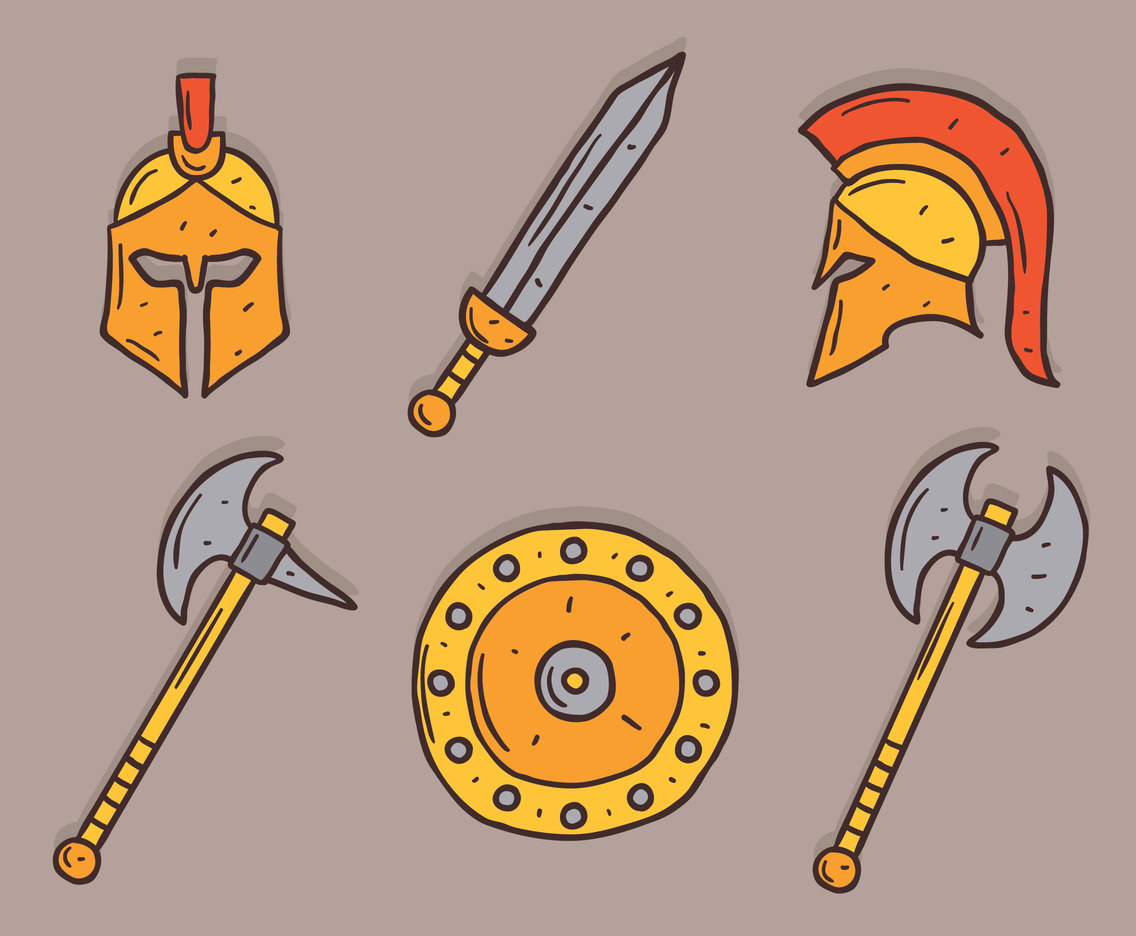 1136x936 Hand Drawn Gladiator Element Vector Vector Art Graphics