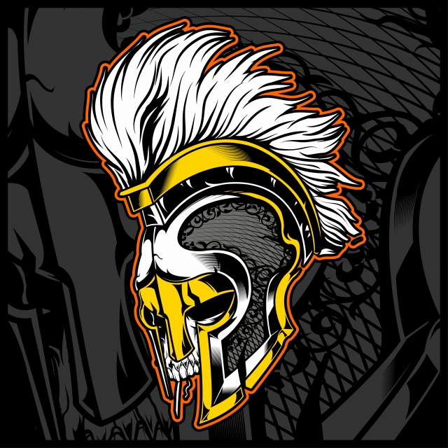 640x640 Head Skull Wit Helmet Gladiator Vector, Vectors, Helmets, Ancients