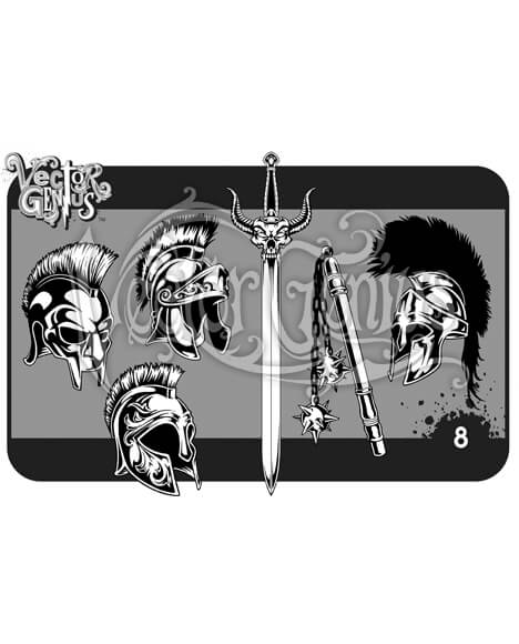 468x580 Sword And Gladiator Hand Drawn Clipart Vector Pack