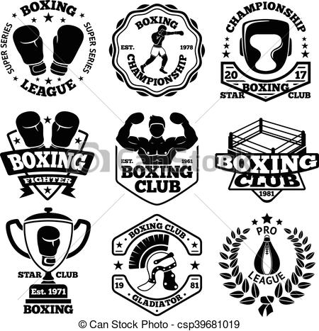450x467 Vector Boxing Labels Set