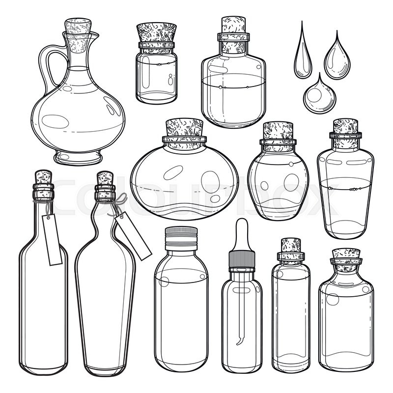 800x800 Graphic Collection Of Glass Bottles Stock Vector Colourbox