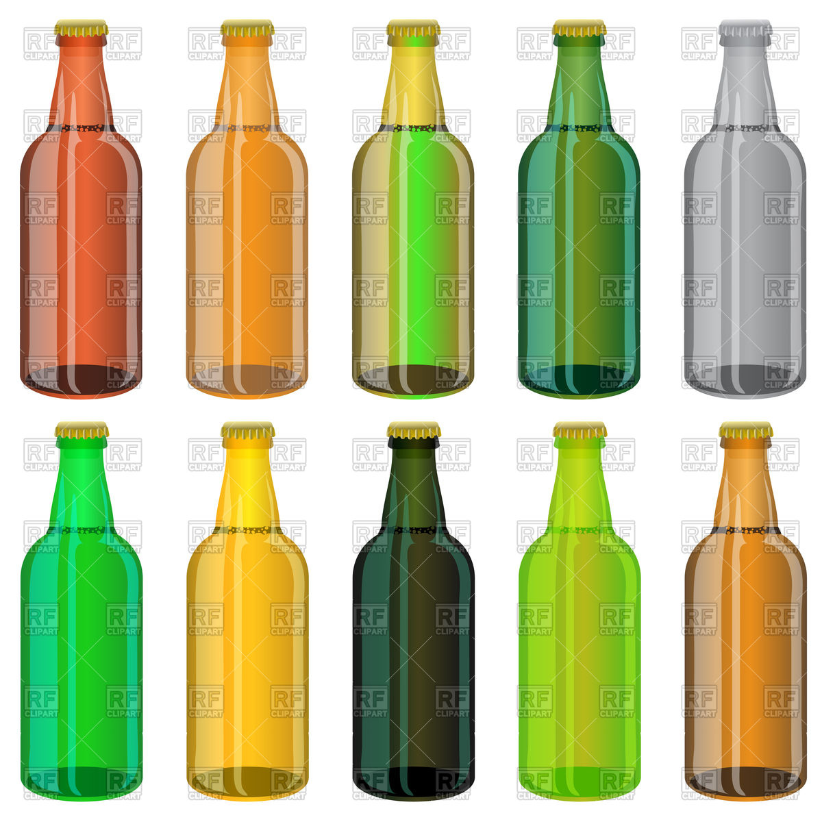 1200x1200 Set Of Colorful Beer Glass Bottles Vector Image Of Objects