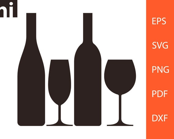 570x456 Bottle Glass Wine Glass Bottle Vector Etsy