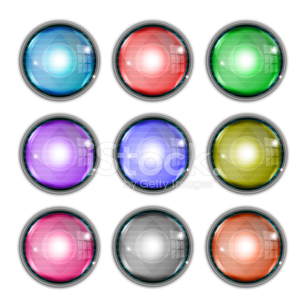 440x440 Glass Button Vector Set Stock Vector